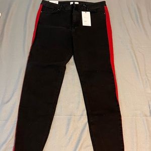 New with tags Forever 21 Black with Red Stripe jeans